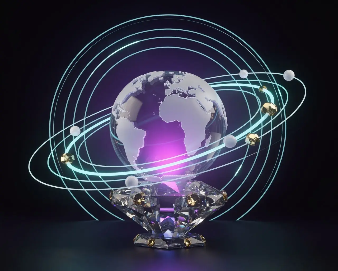 iGaming industry news illustration with a glowing glass globe radiating signal rings